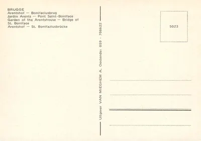 Bruges — Pont Saint-Boniface — Arentshof — Editor Van MiegheM A. Oostende — Verso