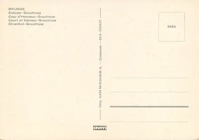 Bruges — Patio de honor-Gruuthuse — editor AVVM, n° 5065 — Reverso