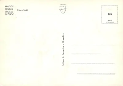 Brukselka — Gruuthuse — Wydawnictwo le Berrurier, Bruksela, n° 535 — Rewers