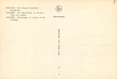 Bruges - Le Béguinage - Coin du cloître — éditeur Thill, Bruxelles, n° 5 — Verso