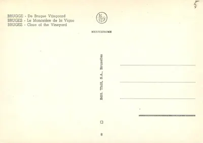 Bruges - O Mosteiro da Vinha — Editor Thill, S.A., Bruxelas, n°8 — Verso