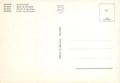 Igreja de Jerusalém — Bruges — Edição Le Berrurier, n° 517 — Verso