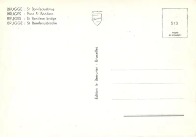 Bruges — Ponte São Bonifácio — Edição le Berrurier, n° 513 — Verso