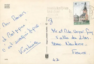 Bruges — widok kanału i rzemiosła — kartka pocztowa Lander-Eupen n°2450 — Rewers