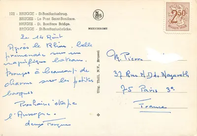 Bruges — Most Świętego Bonifacyja — IRIS, n°122 — Rewers
