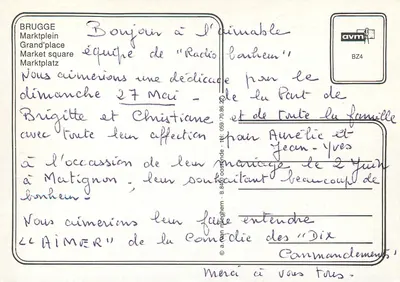 Bruges — Grand'place — éditeur AVM, n° BZ4 — Verso