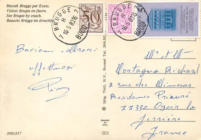Bruksel — Aleja Monnaie — wydawca Bezoek Brugge per Koets — Rewers