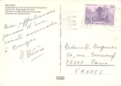 Bruges — Entrada do Princely Beguinage — editor AVM, n° 059-708622 — Verso