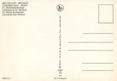 Bruselas - Bruselas - Catedral de San Miguel — editor Thill, S.A., n° de serie 100/111 — Reverso