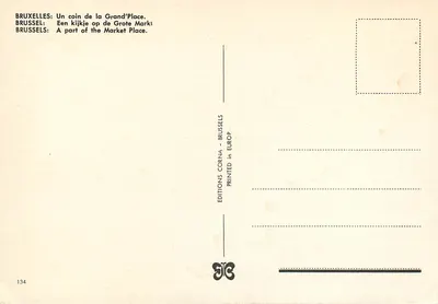 Bruxelas - Grand'Place — Edições Corna, n°134 — Verso