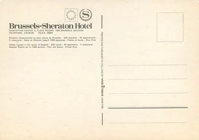 Hotel Sheraton em Bruxelas — Manhattan Center, Place Rogier — editor Vita Nova Hank (NB) — Verso