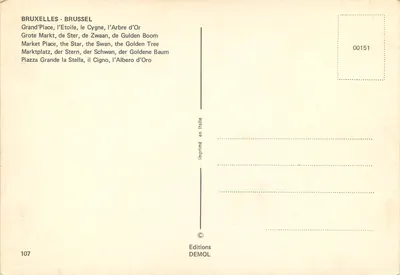 Bruxelas - A Grande Praça — A Árvore de Ouro, A Estrela, O Cisne — Edições DEMOL n°00151 — Verso