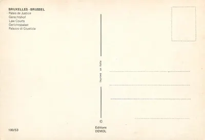 Palacio de Justicia de Bruselas — Editor DEMOL, n° 100/53 — Reverso