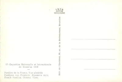 Pavilhão da França — Exposição Universal de Bruxelas 1958 — IRIS — Verso