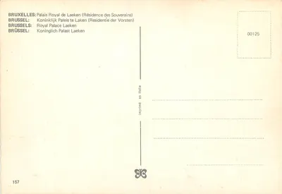 Koninklijk Paleis van Laeken — Woning van de Koning — Gedrukt in Italië, nr. 157 — Achterkant