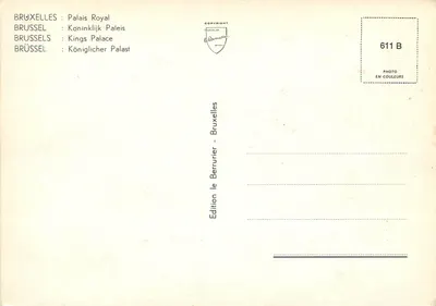 Bruksel: Pałac Królewski — wydawca Brukselski, nr seryjny 611 B — Rewers