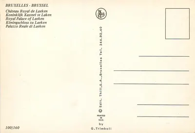 Książęcy Zamek w Laeken — Bruksela — wydawca Thill, S.A. — Rewers