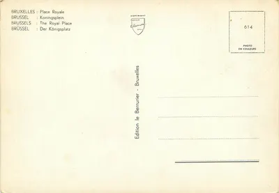Place Royale — Brukselka — Wydawnictwo Brukselskie nr 614 — Rewers