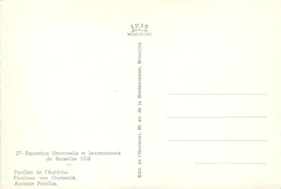 Pabellón de Austria — Exposición Universal e Internacional de Bruselas 1958 — IRIS MEXICHROME — Reverso