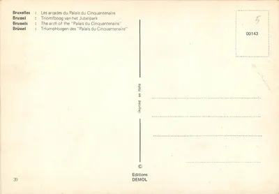 Arcos do Palácio do Cinquentenário — Bruxelas — Edições DEMOL n°00143 — Verso
