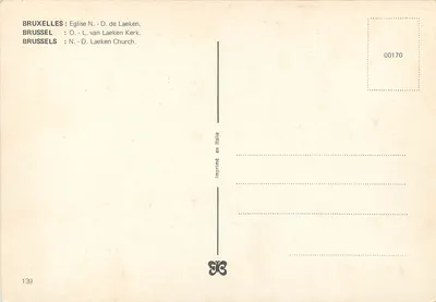 Bruselas - Iglesia de Nuestra Señora de Laeken — Impresa en Italia, número de serie 00170 — Reverso