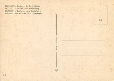 Bazylika Koekelberg — Bruksel — wydawca B.L., nr 99 — Rewers
