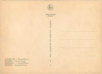 Bruxelas - Grand'Place — editor MEXICHROME France, n°2 — Verso