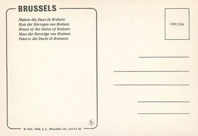 Dom Duców Brabancji — Bruksela — Edit. Thill, S.A., n° 100/106 — Rewers