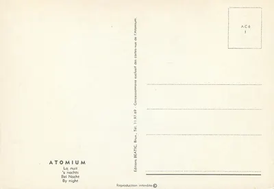 Atomium — Widok nocny — Éditions BEATITIC, n° AC6 — Rewers