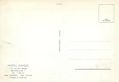 Hotel Amigo — Bruxelas — Foto Diatec — Verso