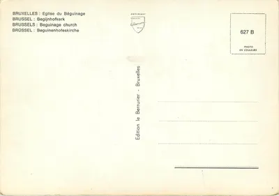 Bruselas : Iglesia del Béguinage — Edición Le Berrurier, n° 627 B — Reverso