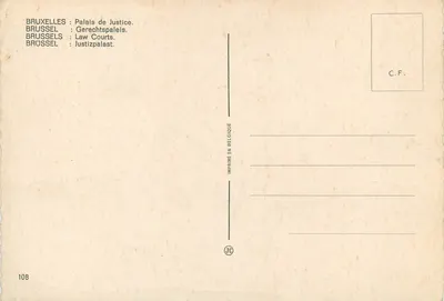 Palacio de Justicia — Bruselas — Impreso en Bélgica n°108 — Reverso
