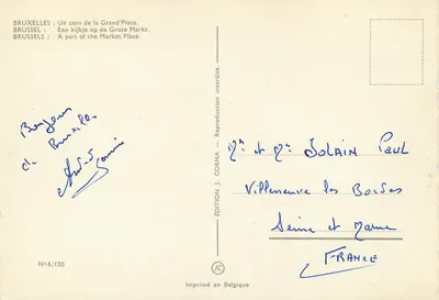 Bruxelles - Piazza Grande — Edizione J. CORNA, N°6/130 — Verso