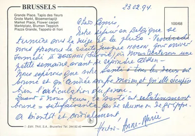 Bruxelles — Grande Place, Tapis des fleurs — Edit. Thill, S.A., n° 100/68 — Verso
