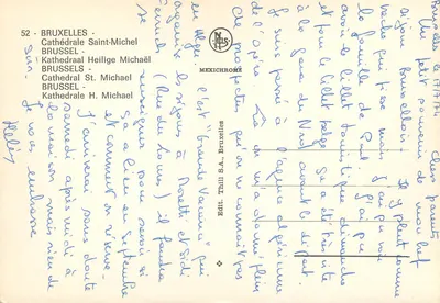 Catedral de San Miguel — Bruselas — Editor Thill S.A., n° 52 — Reverso