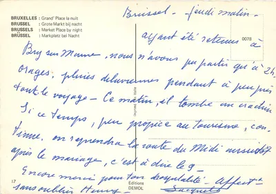 Bruxelles: Grand’ Place w nocy — Wydawnictwo DEMOL nr 0078 — Rewers