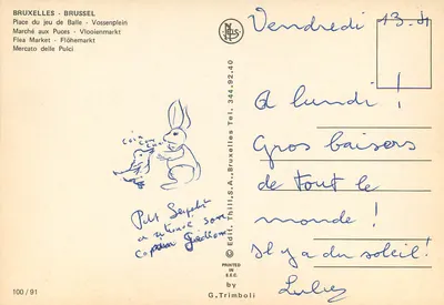 Mercato delle Pulci - Vossenplein — Bruxelles — editore G. Trimboli, n° 100/91 — Verso