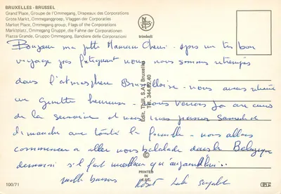 Bruxelas - Grand'Place, Grupo do Ommegang, Bandeiras das Corporações — trimboli, n° 100/71 — Verso