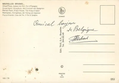 Brussels - Grand Place, House of the Spanish King — Edition Thill, S.A., no. 100/79 — Back