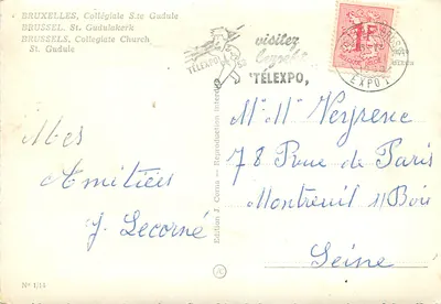 Bruxelles, Kolegiata św. Gudulii — Wydawnictwo J. Corna, N° 1/14 — Rewers