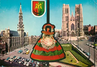 Bruxelas — Praça da Bolsa e a Catedral — Souvenir de Bruxelas