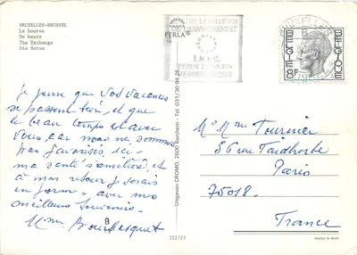 Bruxelas — A Bolsa — editor PERLA n°222/23 — Verso