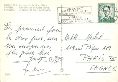 Bruxelles — Grand'Place — Edizione J. Corna n°6/134 — Verso