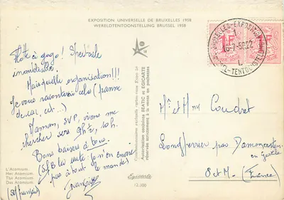 Atomium — Wystawa Powszechna w Brukseli 1958 — Wydawca Égicarte, n° 12.300 — Rewers