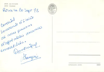 Riva - Lago di Garda — vista panorâmica do lago e da cidade — editor M. Rossia Brescia, n° 2951 — Verso