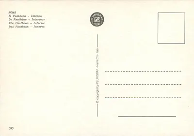 Pantheon — Wnętrze — Plurigraf Terni, nr 595 — Rewers