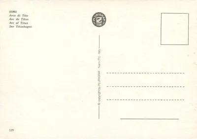 Rzym — Arcus Tytusa i kolumnady — PLURIGRAF TERNI n°539 — Rewers