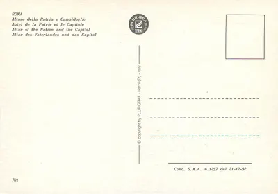 Altare della Patria e Campidoglio — Rome — PLURIGRAF TERNI n.1257 — Verso