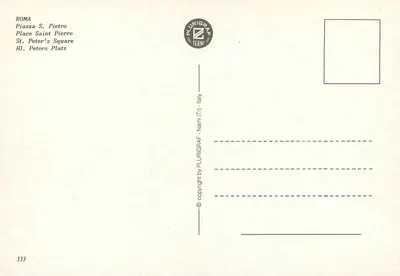 Place Saint-Pierre — Watykan — PLURIGRAF Terni nr 333 — Rewers