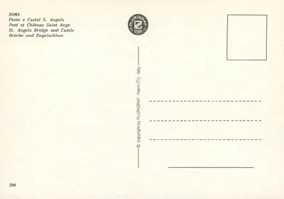 Rome — Ponte and Castle Saint-Ange — Plurigraf Terni n°588 — Back